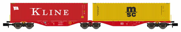REE Modeles NW-096 - Flat Car Sggrss 80 with Container Loads KLINE and MSC